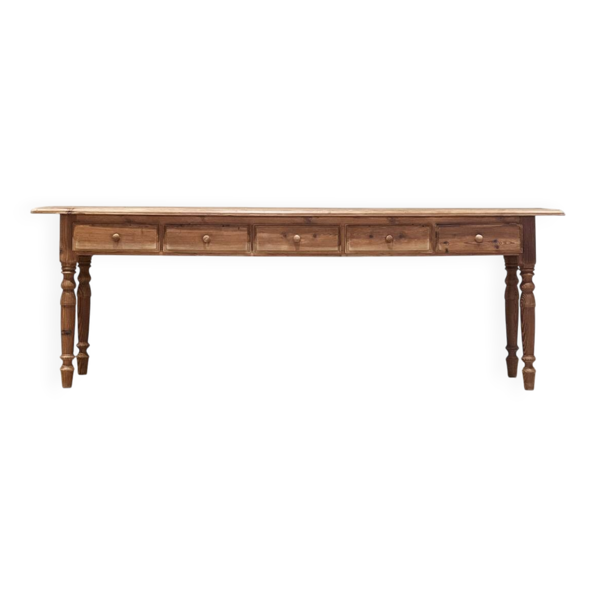 Console victorienne allongée en pin mélis méditerranéen — Fin du XIXe siècle