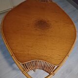 1960s rattan and wood coffee table