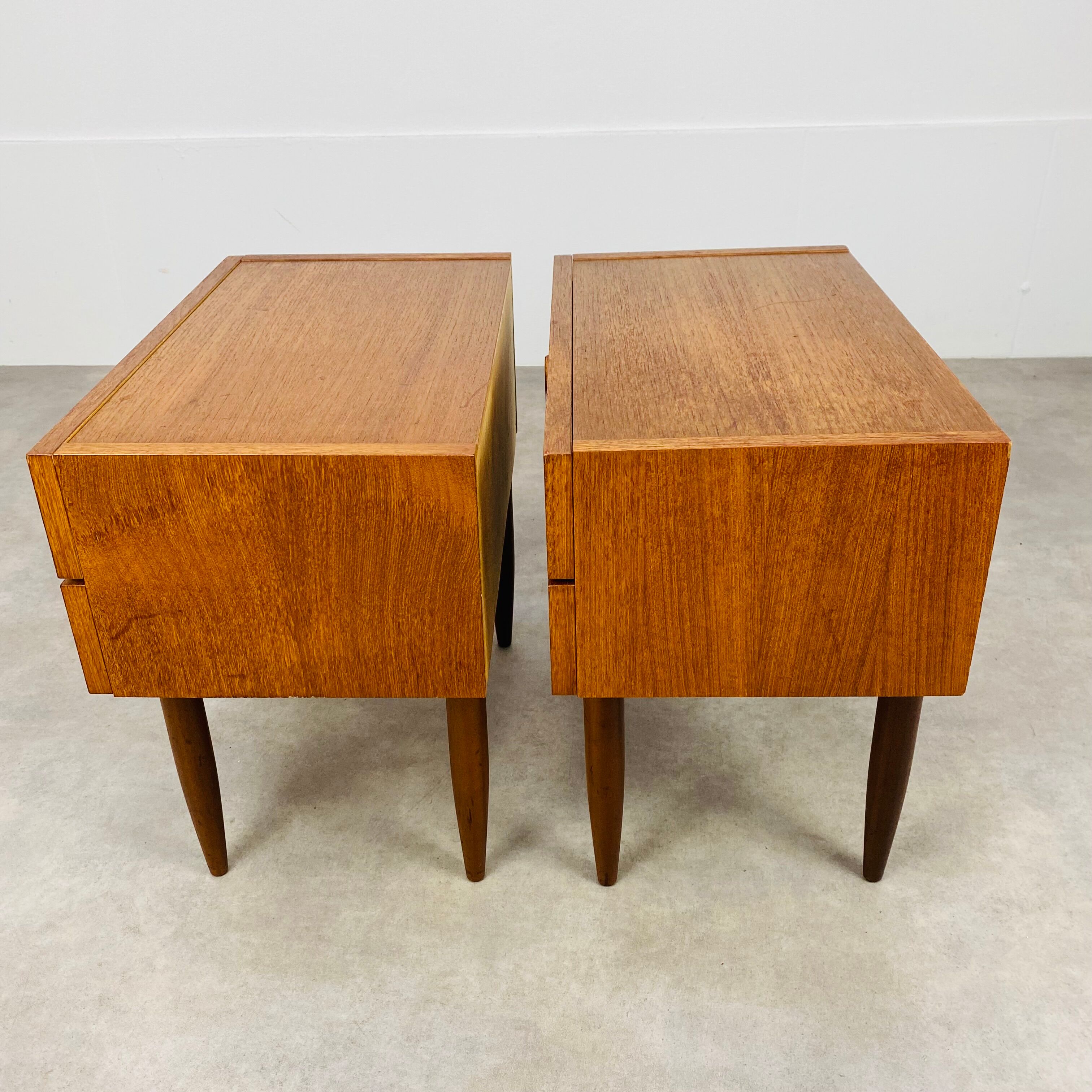 Pair of Scandinavian teak bedside tables 60s