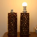 Paire de lampes de table brutalistes