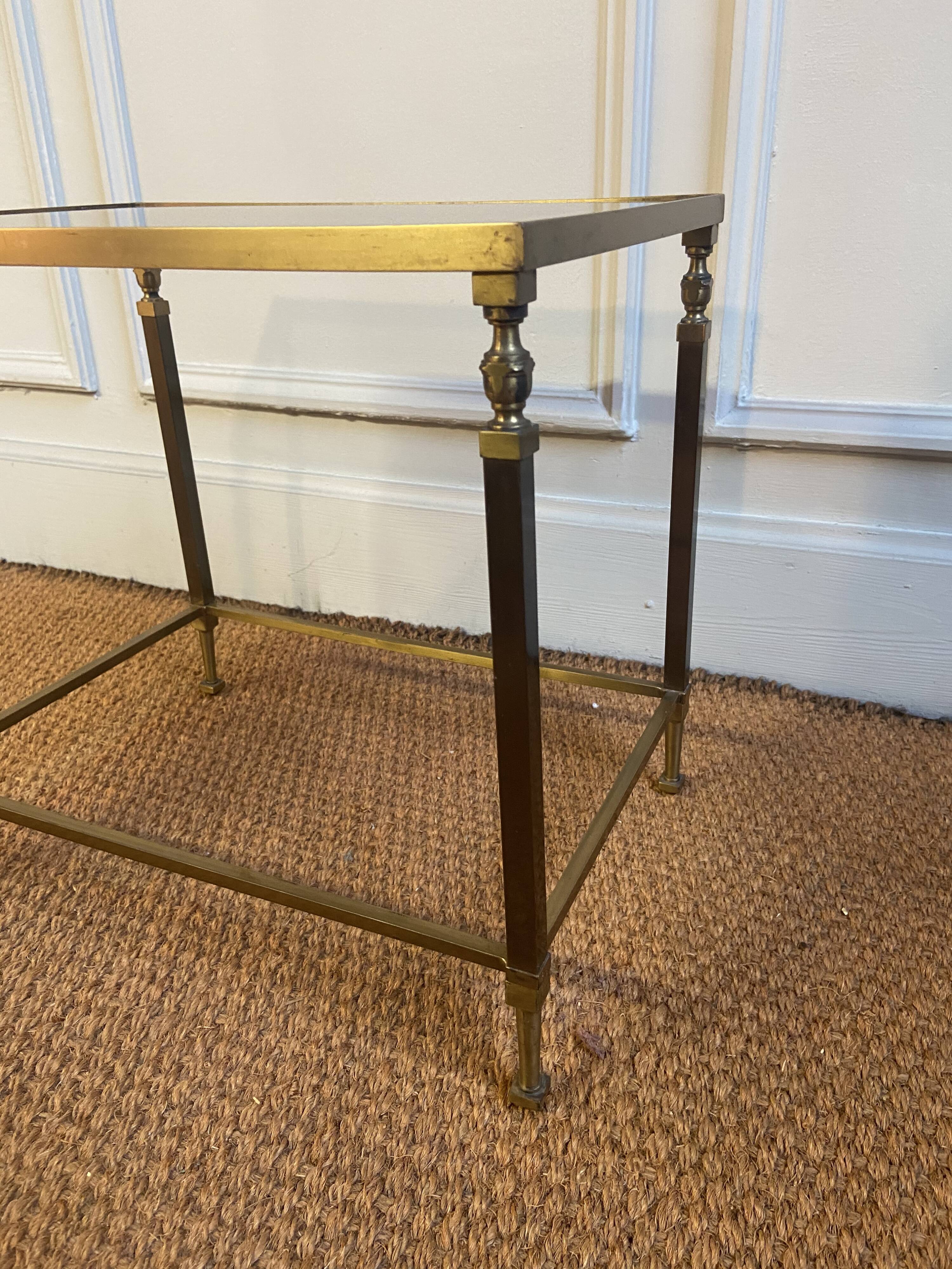 Brass and smoked glass side table, 1970