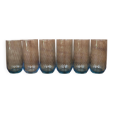 6 verres à eau bleu à tourbillon optique luminarc