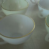 6 large iridescent tea cups with gold edge