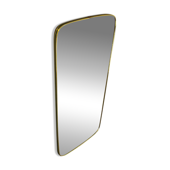 Miroir mural vintage avec cadre en laiton des années 60, 35 cm x 77 cm