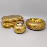 1970s Exquisited Handcrafted Smoking Set in Ceramic and Gold Leaf. Made in