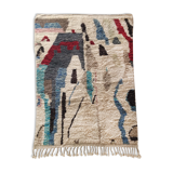 Moroccan Berber carpet Boujaad ecru with colorful patterns 228x157cm
