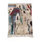 Moroccan Berber carpet Boujaad ecru with colorful patterns 228x157cm