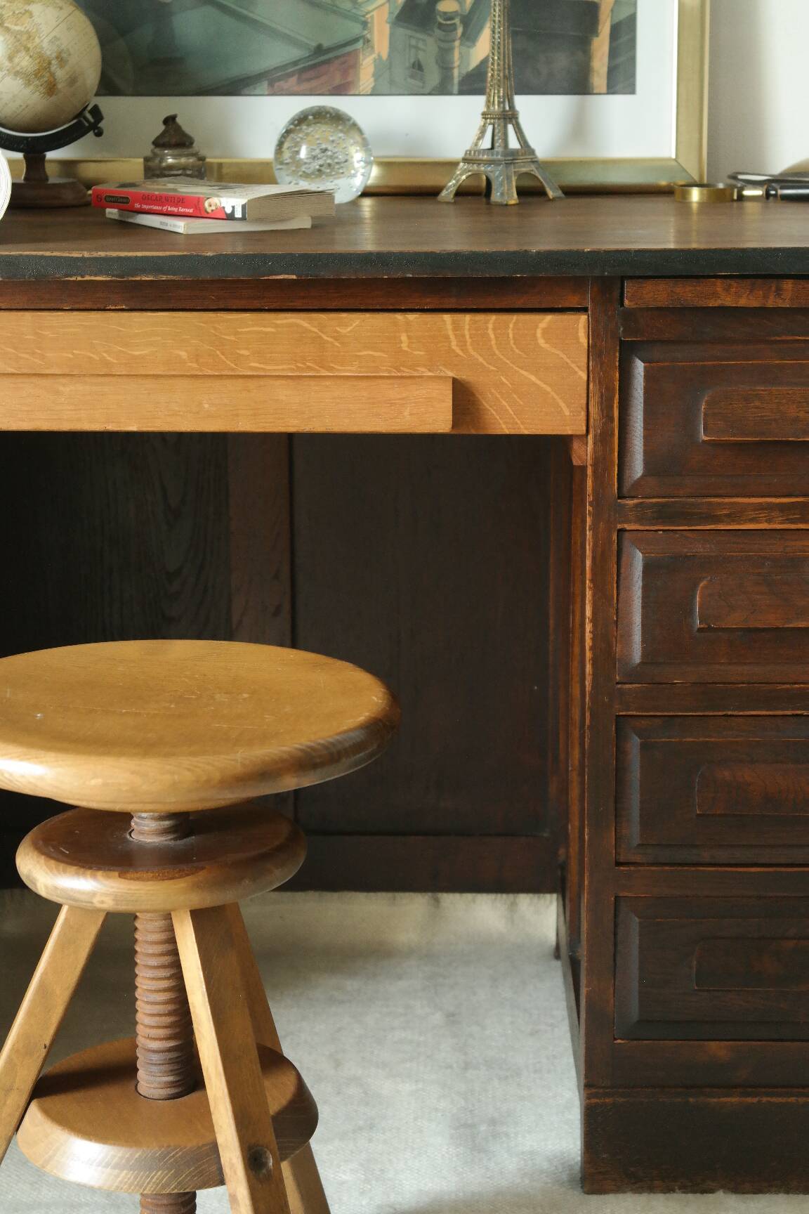 Vintage oak pedestal desk