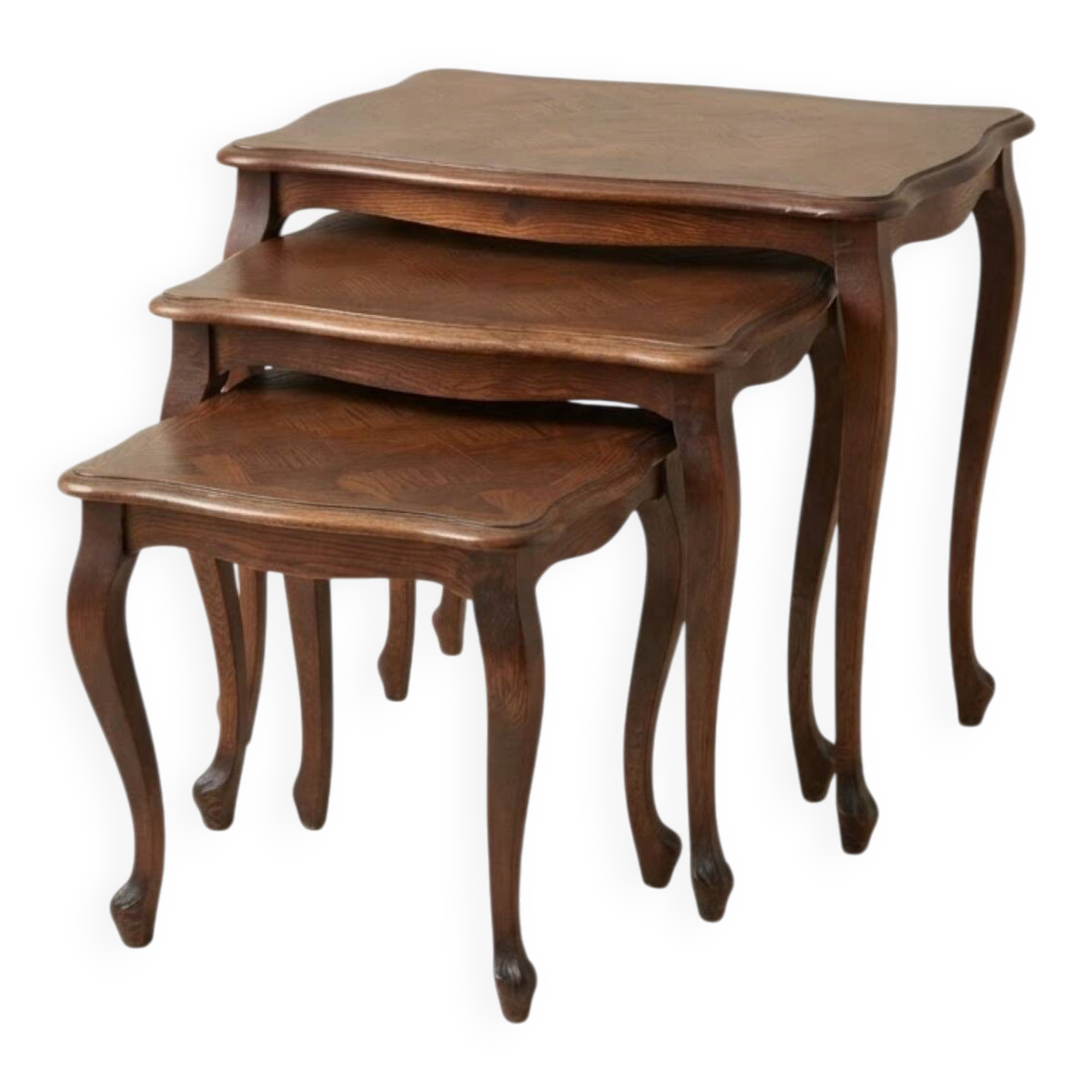 Set of 3 vintage nesting tables in oak – Louis XV / Regency style