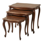 Set de 3 tables gigognes vintage en chêne – Style Louis XV / Régence