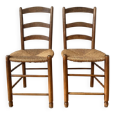 Pair of straw-seated chairs
