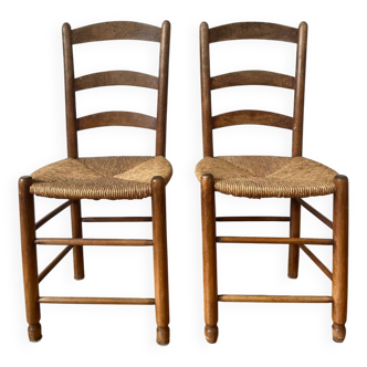 Pair of straw chairs