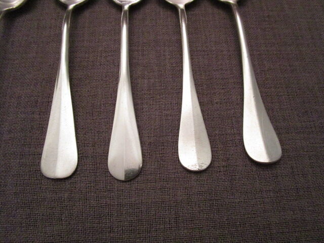 Set of 6 small old silver metal spoons mismatched