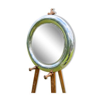 Round mirror of the 70s chromed by Reggiani Lampadari