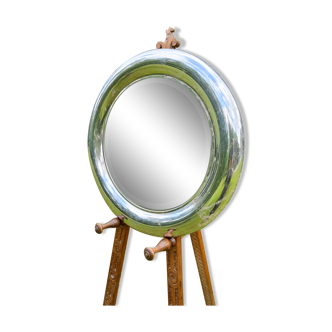 Miroir rond des années 70 chromé de Reggiani Lampadari