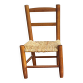 Vintage wooden and straw children's chair