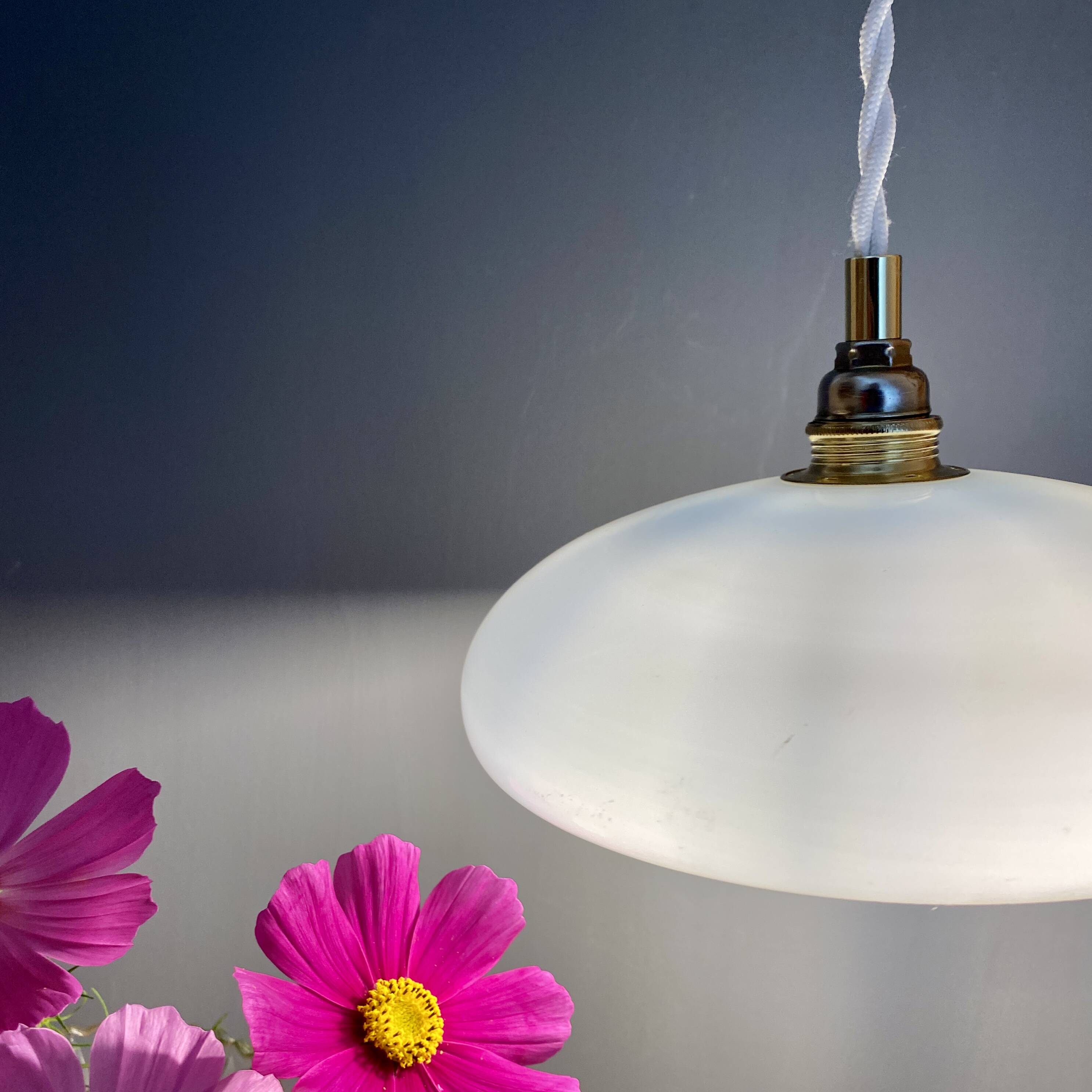 Vintage lampshade pendant light in blue opaline