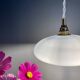 Vintage lampshade pendant light in blue opaline