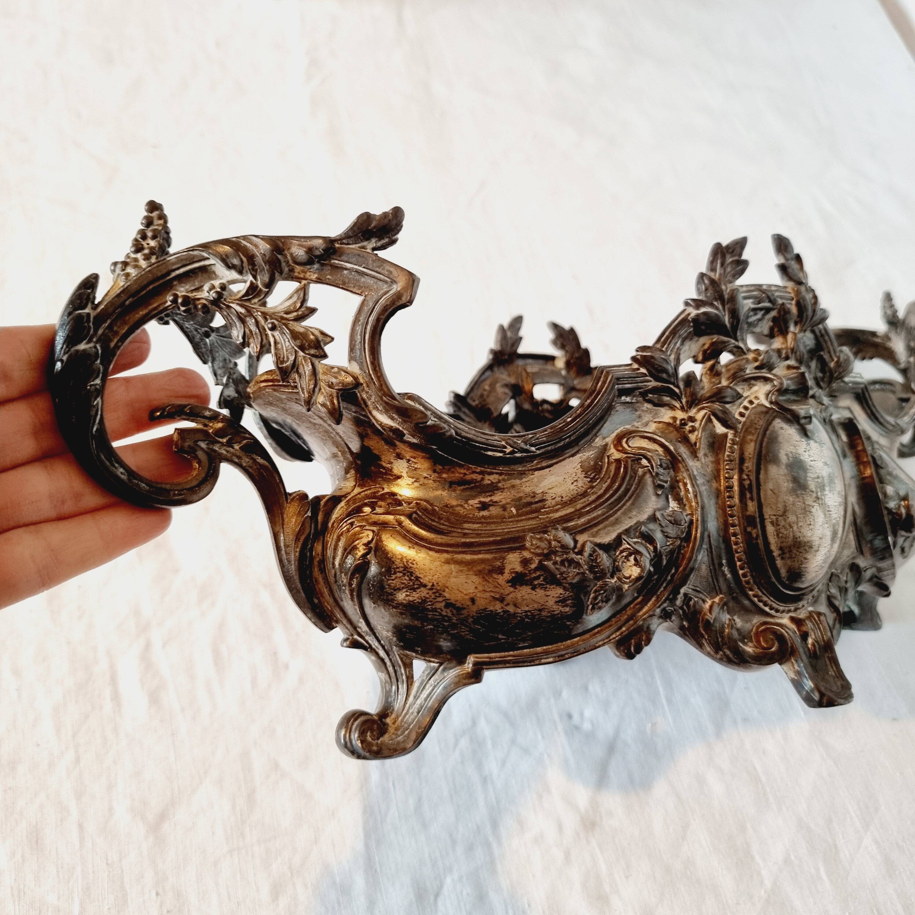 Late 19th century plated bronze planter, Louis XV style rocaille decoration