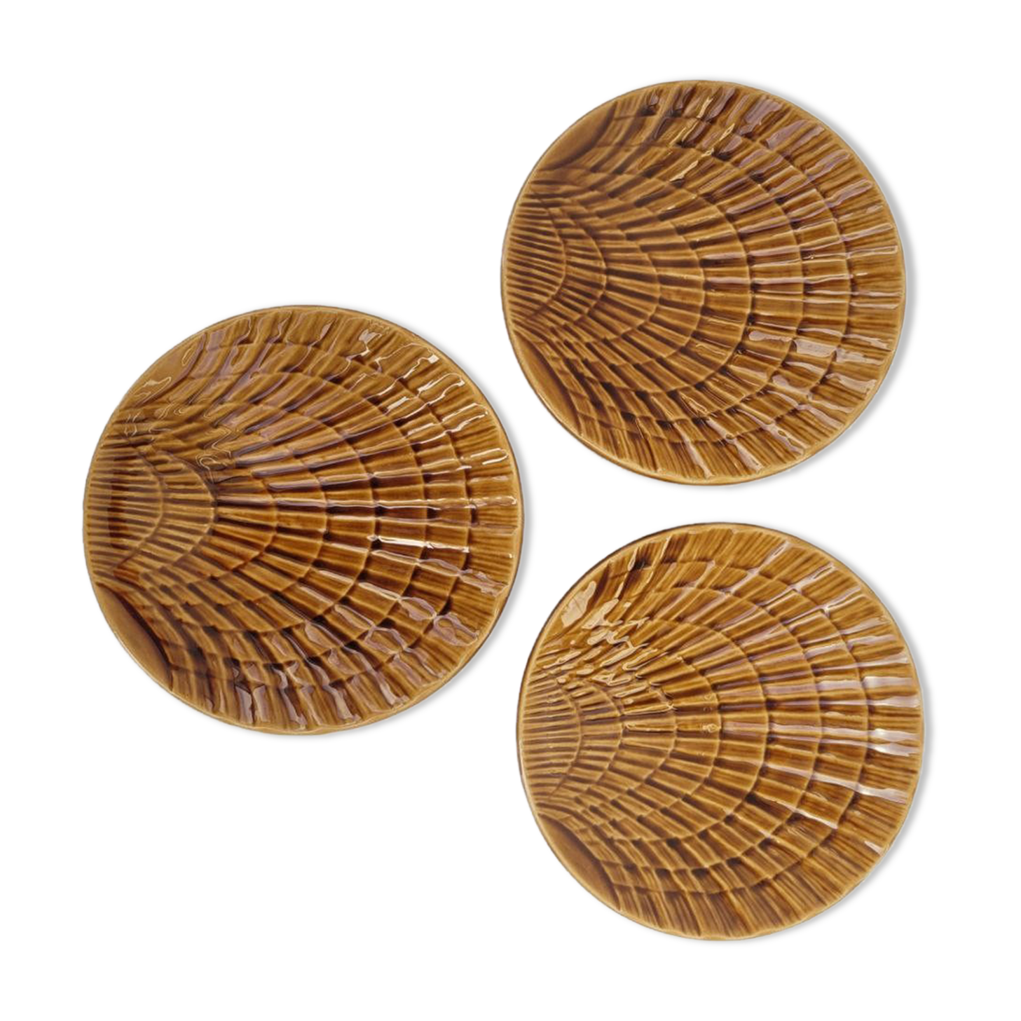 3 vintage cups in the shape of scallops Sarreguemines