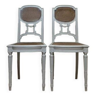 Pair Of Louis XVI Ceremonial Chairs In Lacquered Wood