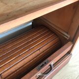 Vintage curtain binder in solid brown oak year 50