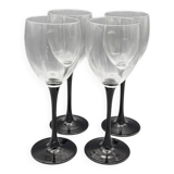 Set of 4 Luminarc wine glasses with black stem