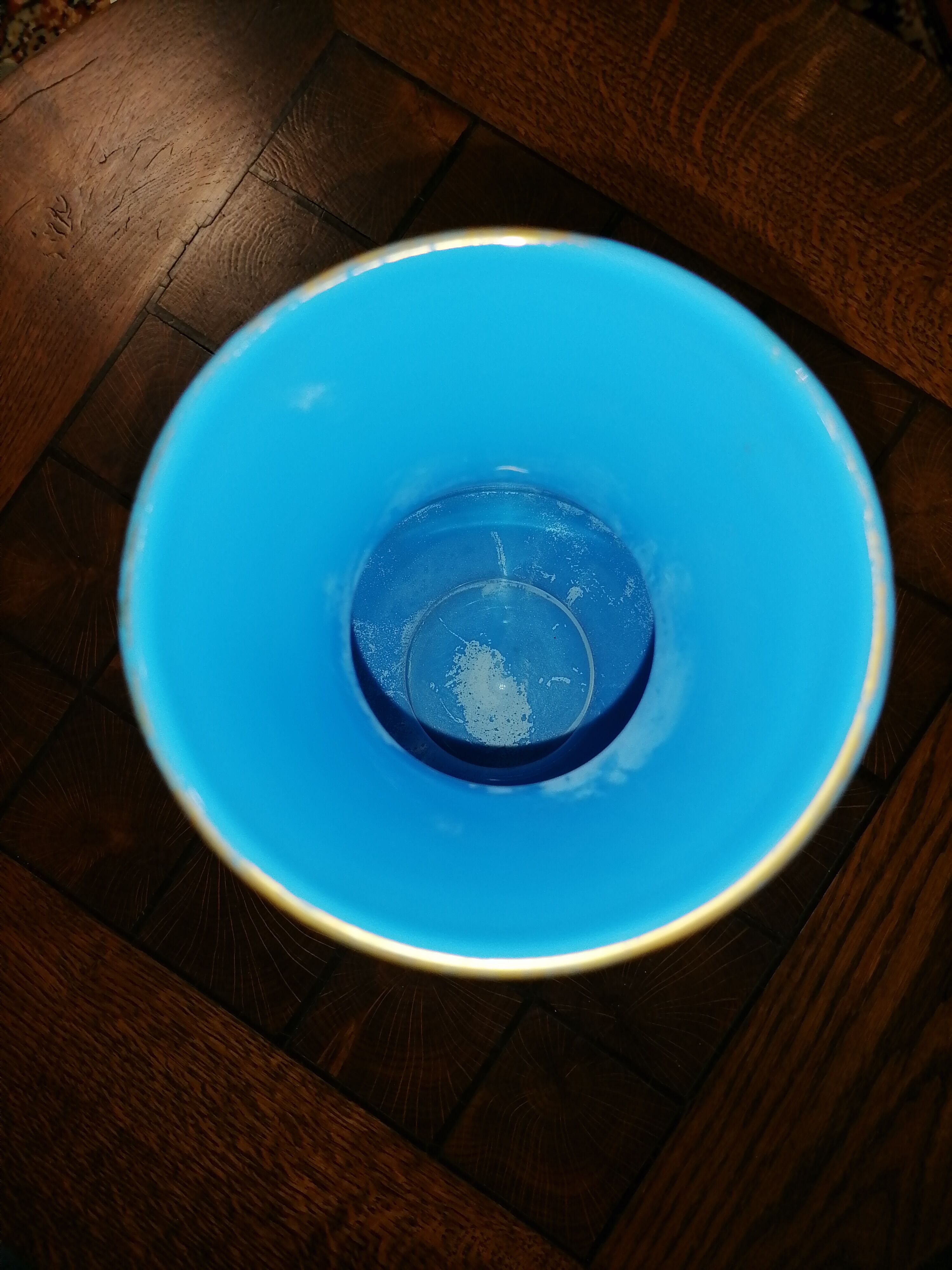 Golden blue opaline vase