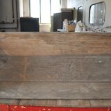 Trancheuse en bois massif marron début XXe siècle — longue auge rustique 1890-1919