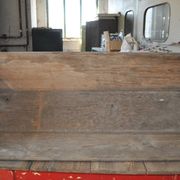 Brown solid wood slicer from the early 20th century — long rustic trough 1890-1919