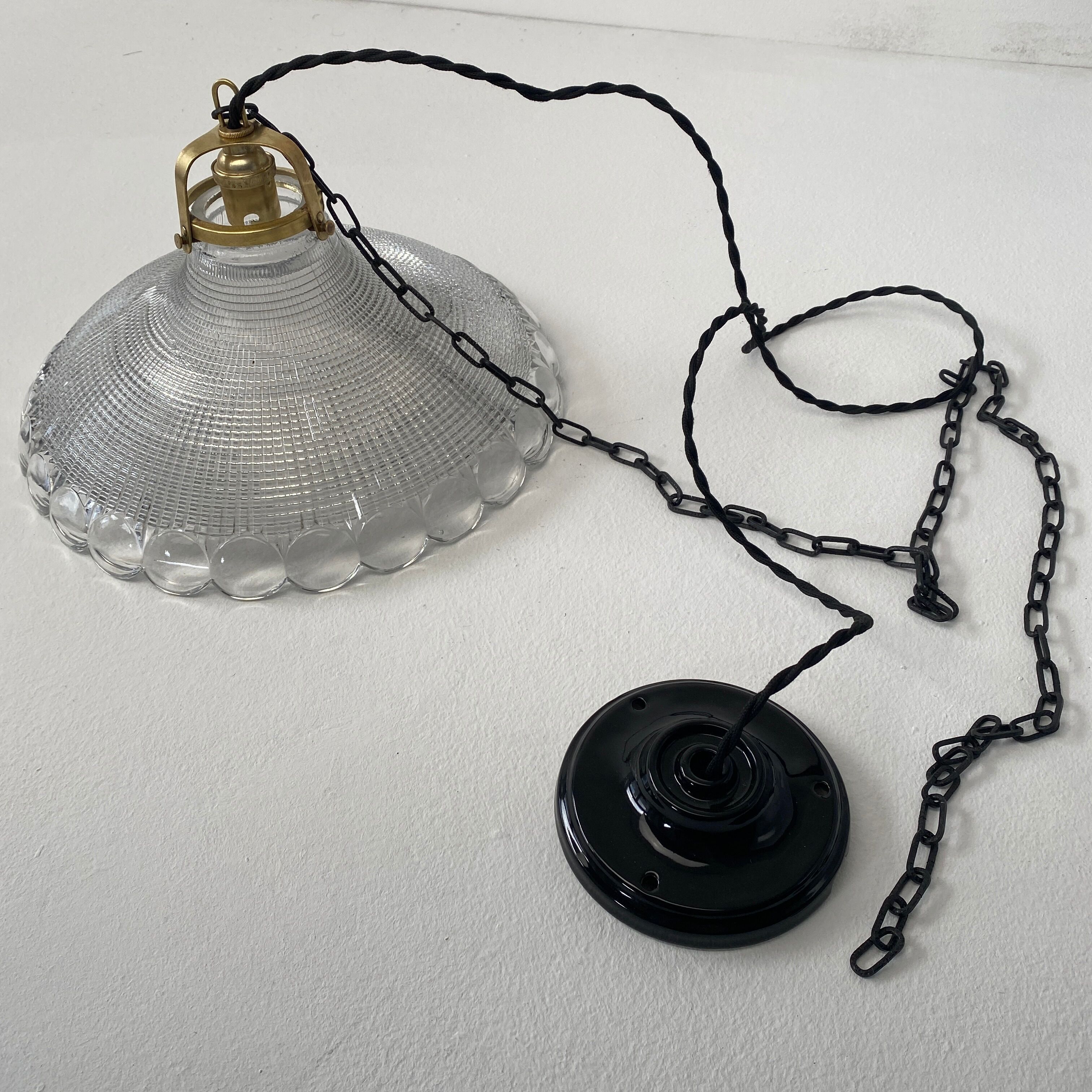 Vintage prismatic glass pendant lamp