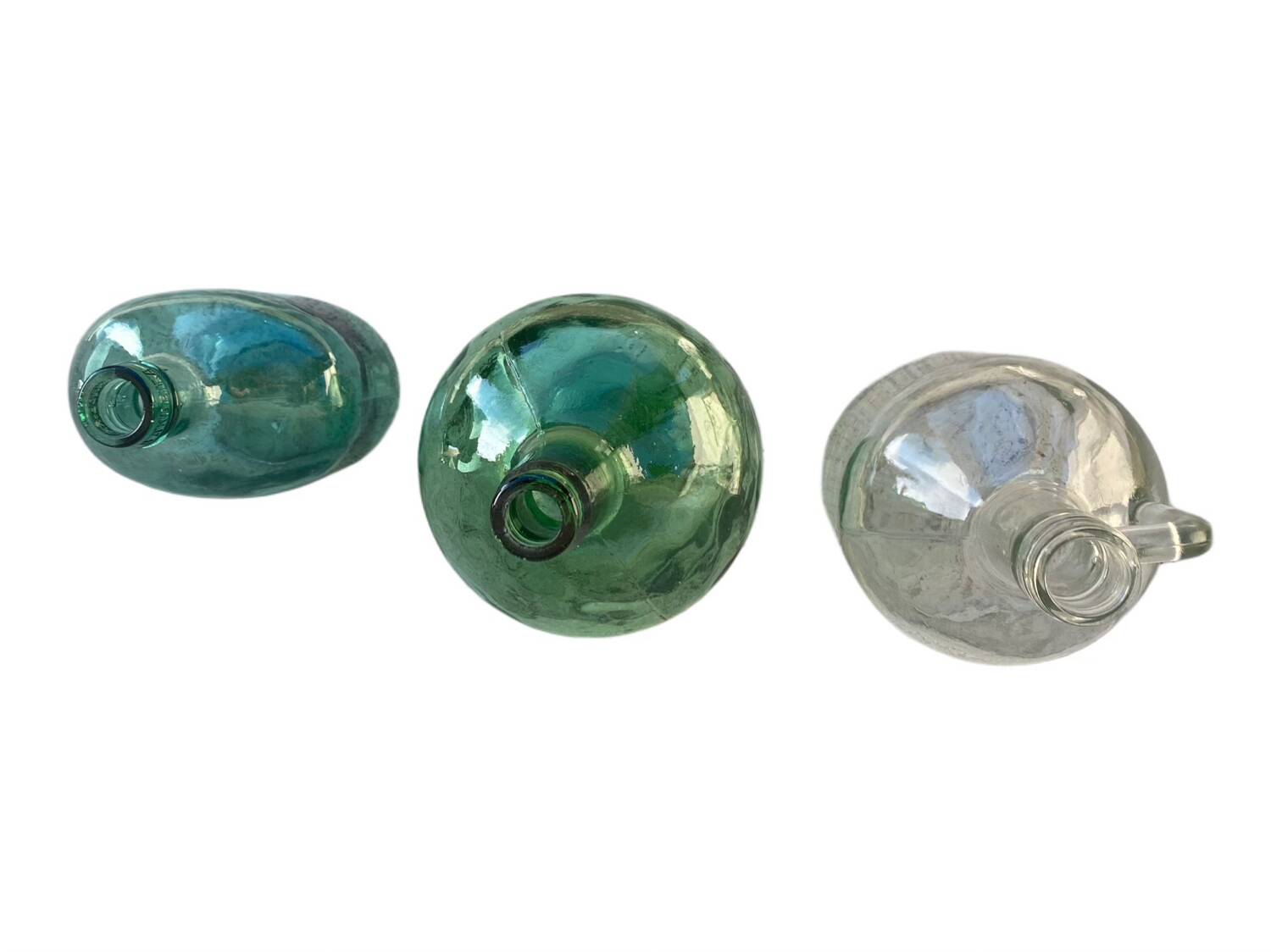 3 demijohn bottles vintage green collection