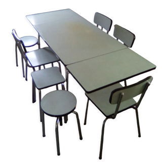 Table à manger et assises vintage fin années 50