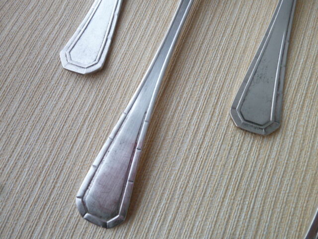 Set of 5 silver metal soup spoons Alfénide Model Tosca
