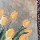 Bouquet of flowers including tulip and yellow pitcher