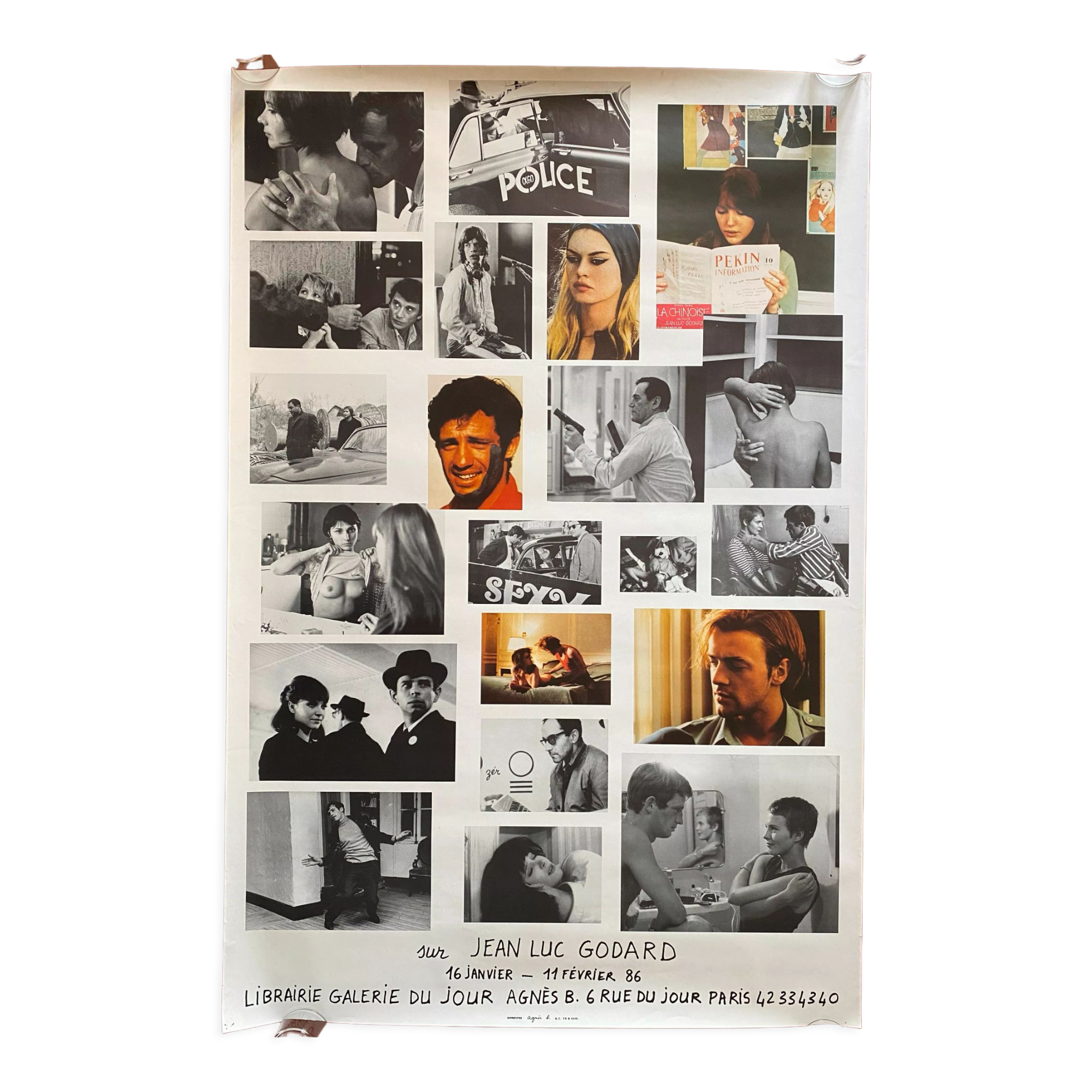 Original poster exhibition Jean-Luc Godard Gallery of the day Agnès B 1986