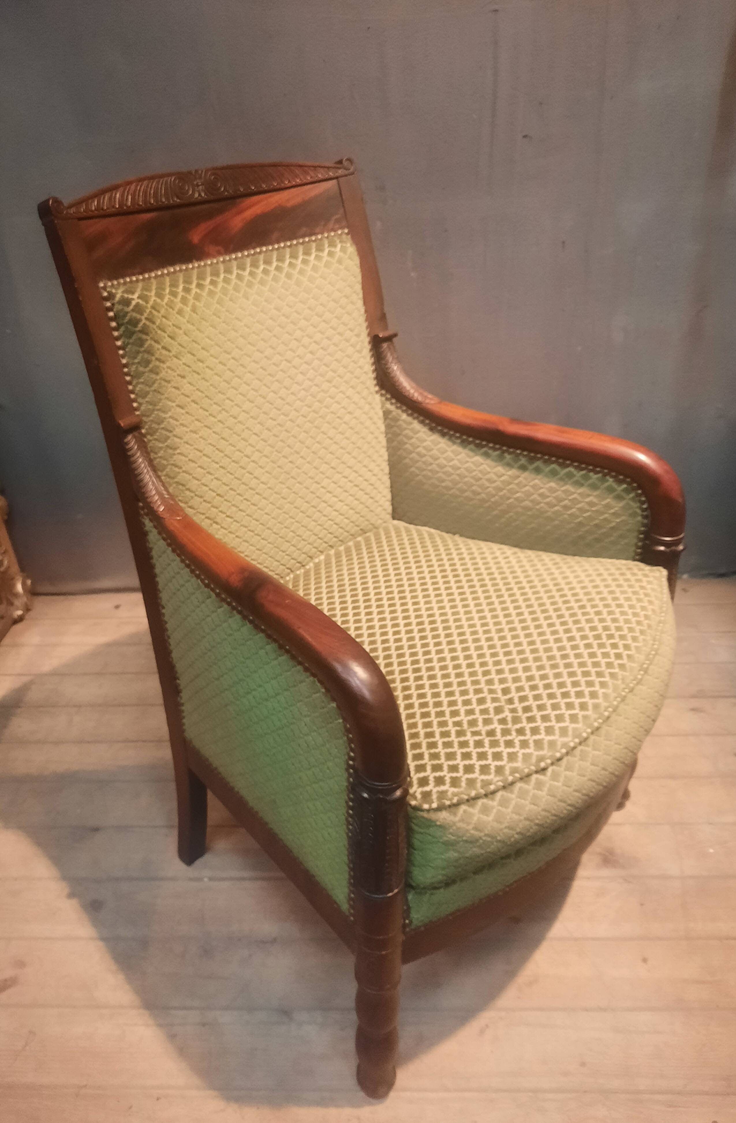 Empire period bergère in mahogany