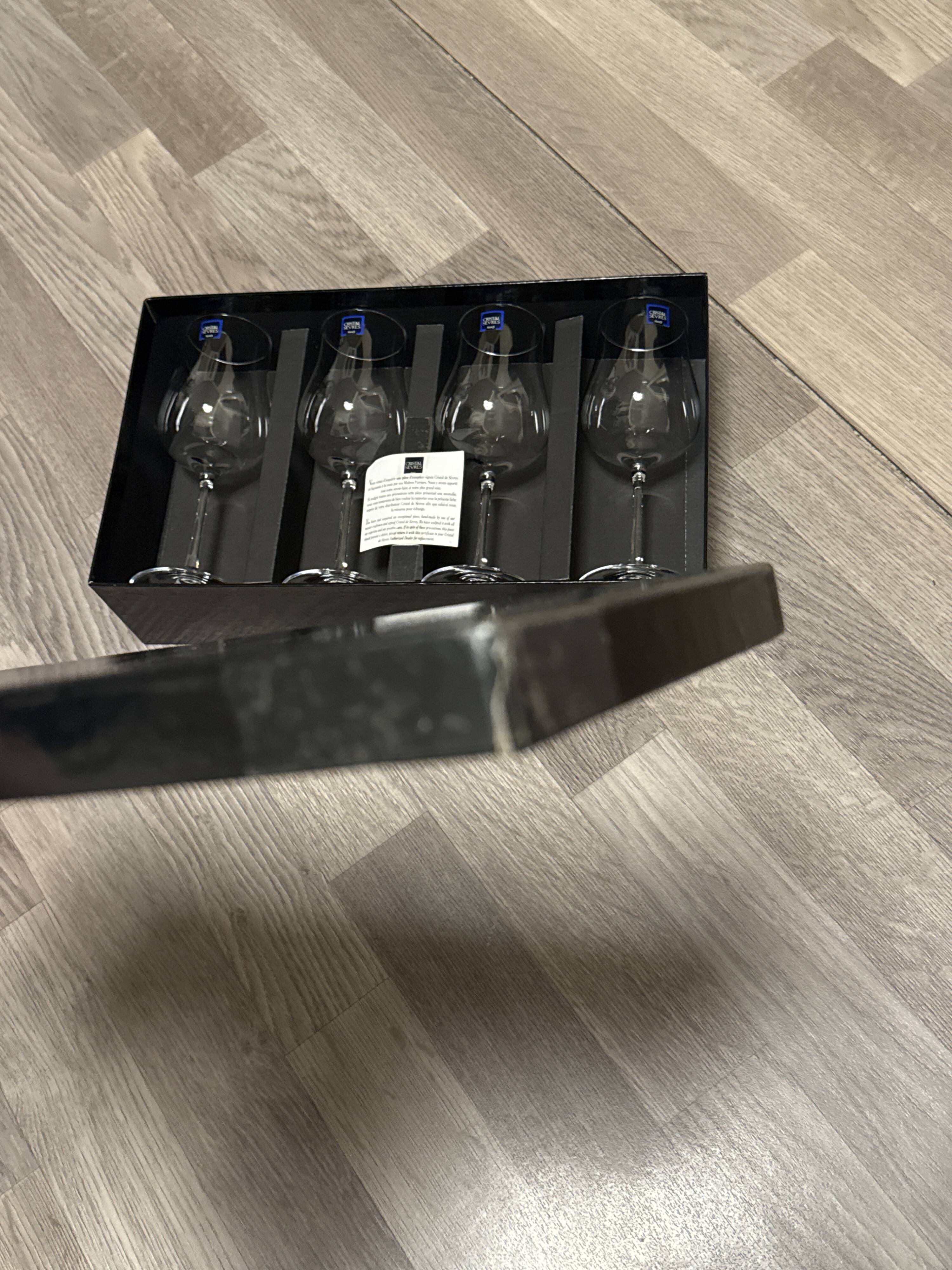 Lot of 4 Crystal Wine Glasses from Sèvres, France