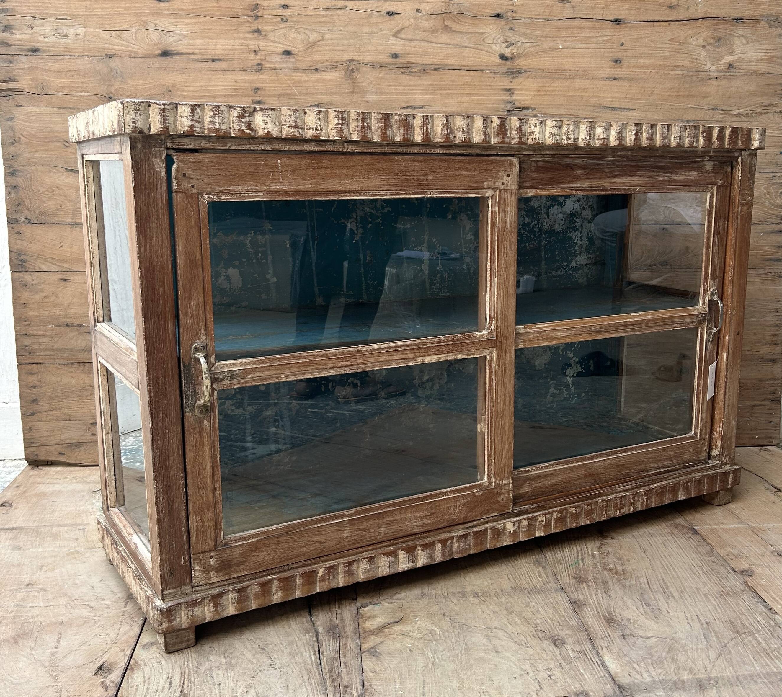 glazed teak buffet with original patina