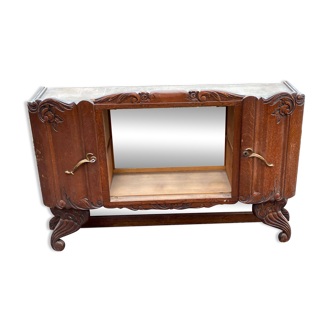 Art Deco sideboard in solid oak and glass from the 1940s.