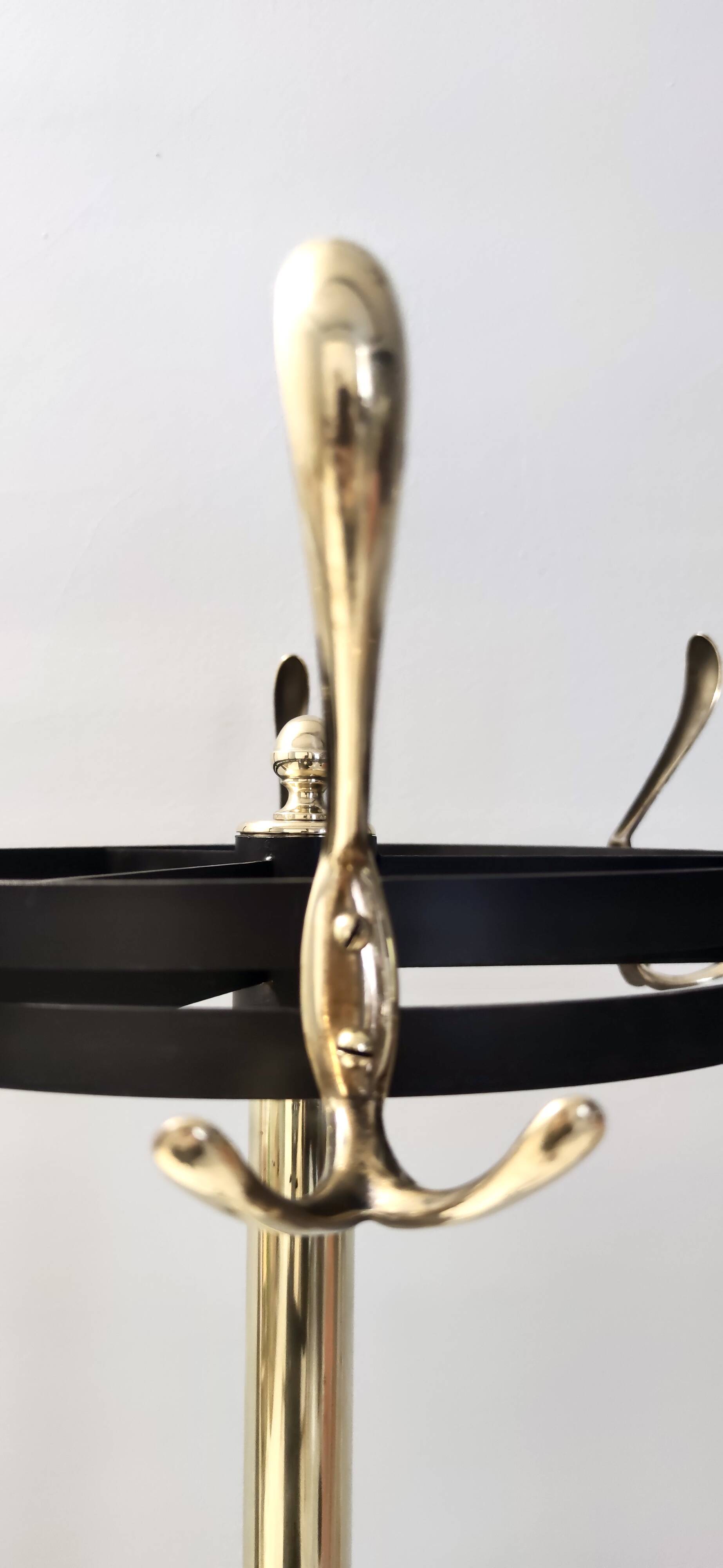 Revolving Brass and Varnished Iron Coat Rack, Italy