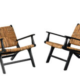 Pair of armchairs by Olivier de Schrijver in wild straw