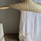 Very large rattan pendant light in the shape of a hat D125 H50