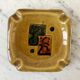 Ashtray abstract design in ceramic and leather 50s-60s