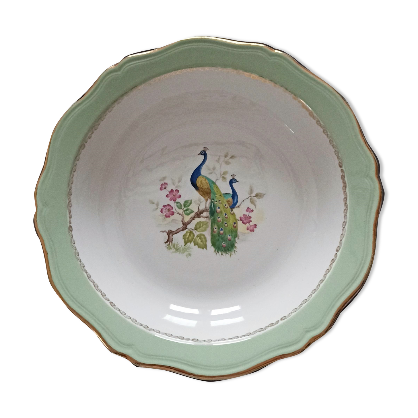 Hollow serving dish - peacock décor - l'amandinoise