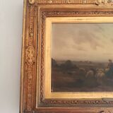 Hermann solbrig (1853-1942) painting, oil on panel, shepherdess and her troupe