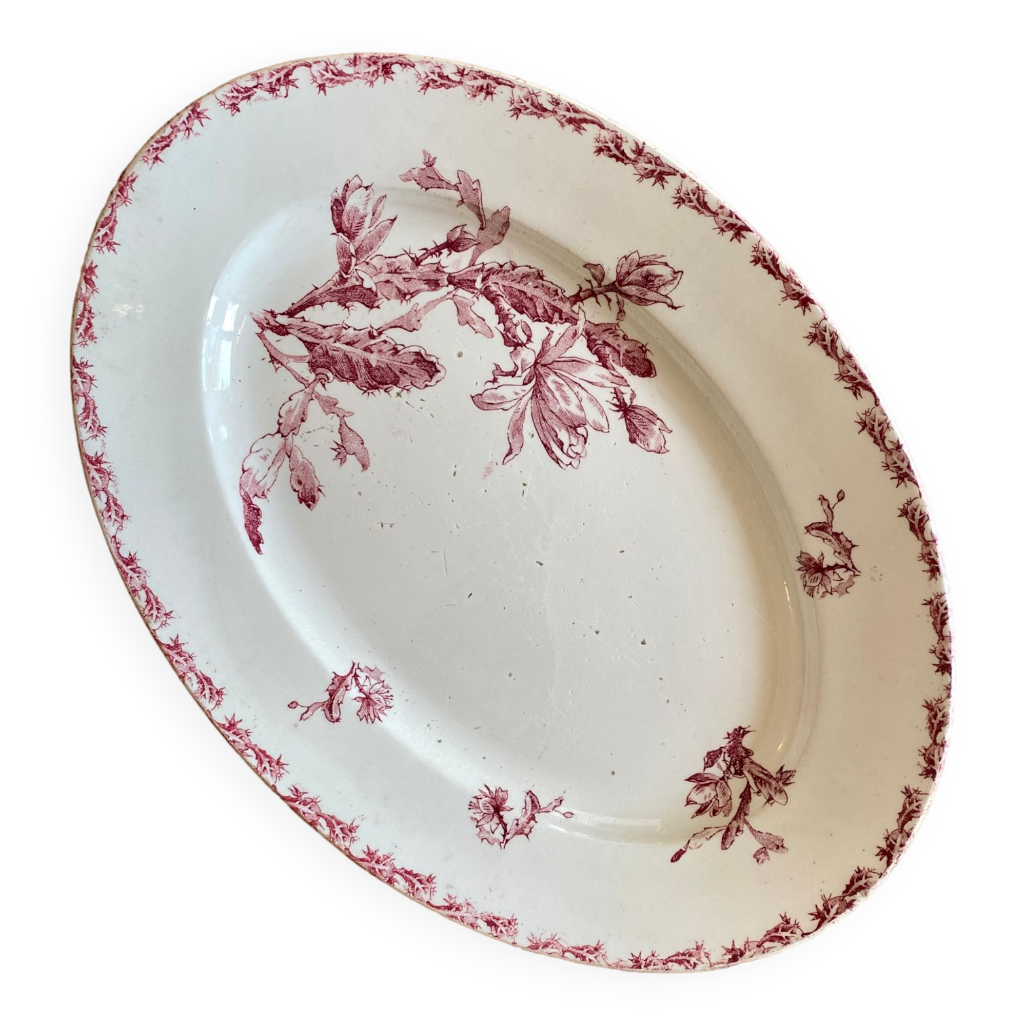 Old oval dish in iron earth