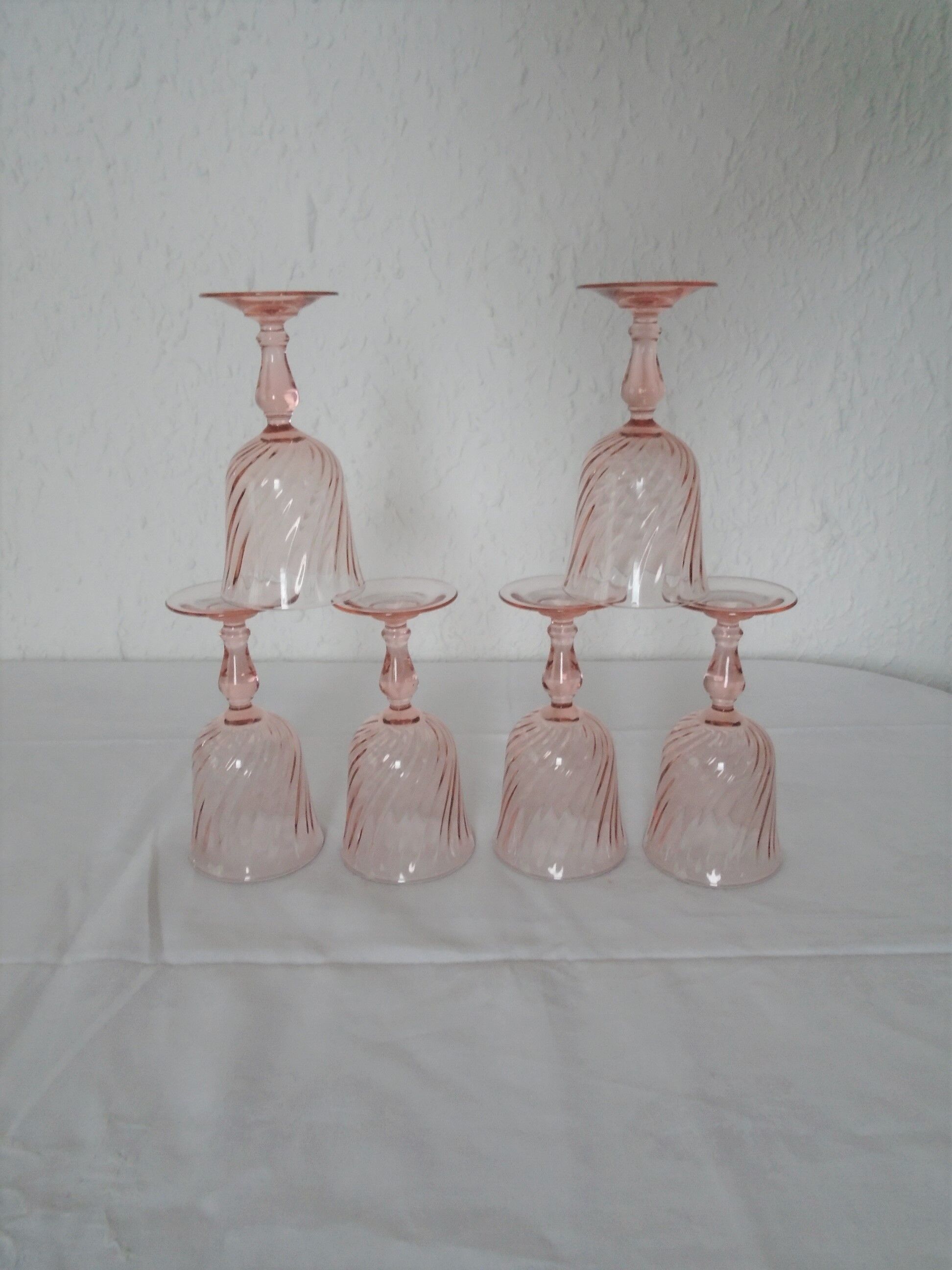 6 large pink glasses Luminarc rosaline twists