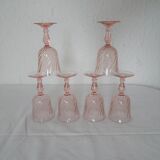 6 large pink glasses Luminarc rosaline twists