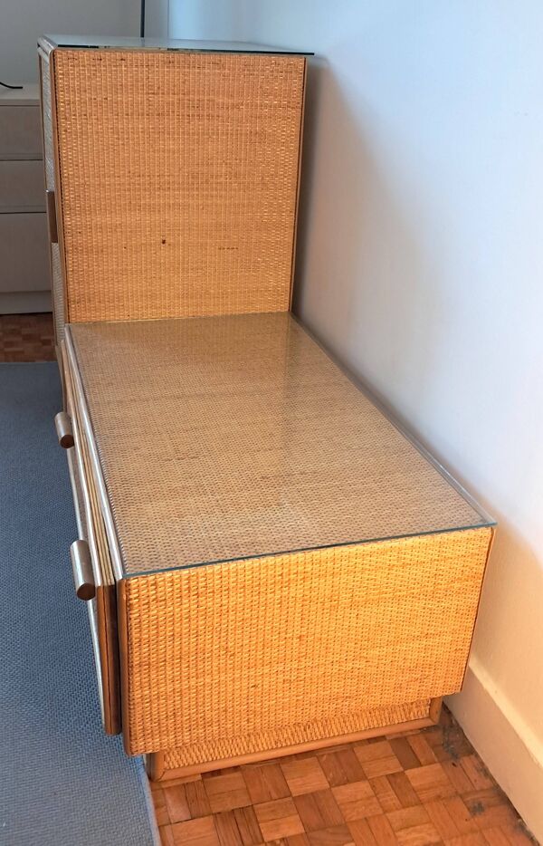 Commode en rotin Vintage 1960/70.